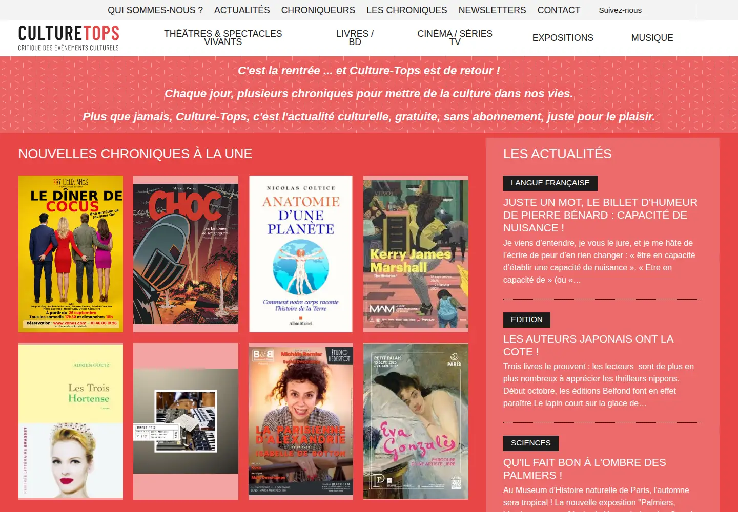 Captured homepage of culture-tops.fr in the current scan