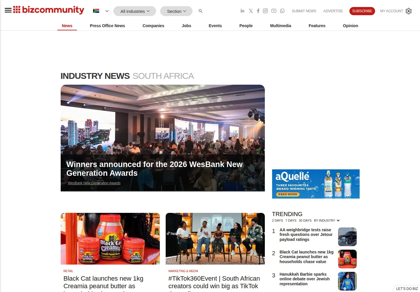 Screenshot of bizcommunity.com