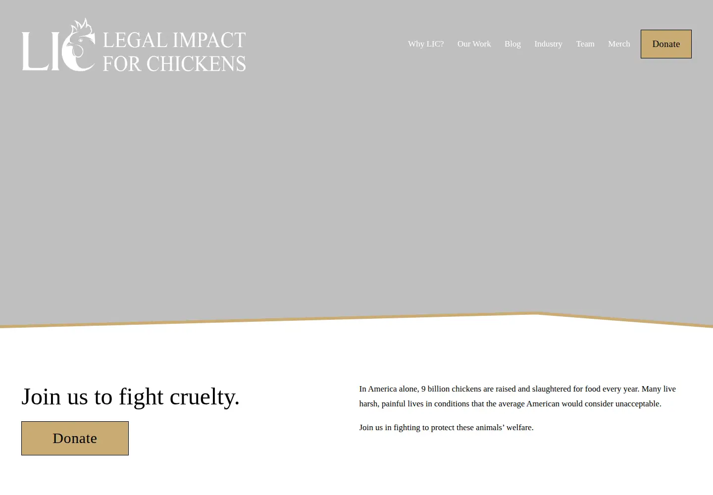 Screenshot of legalimpactforchickens.org