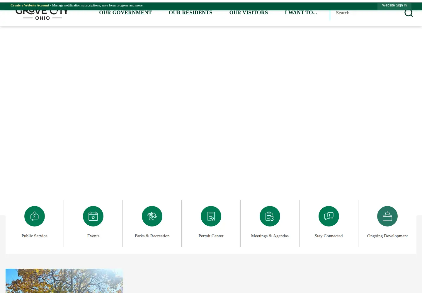 Captured homepage of grovecityohio.gov in the current scan
