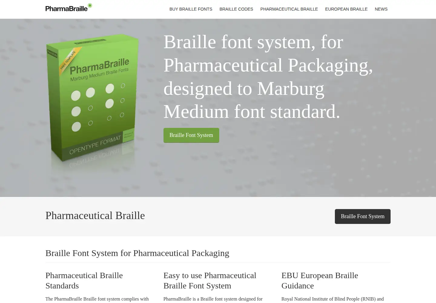 Captured homepage of pharmabraille.com in the current scan
