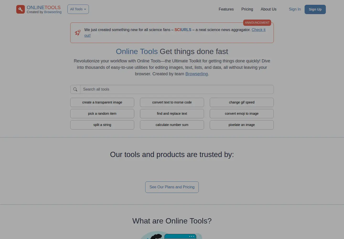 Screenshot of onlinetools.com