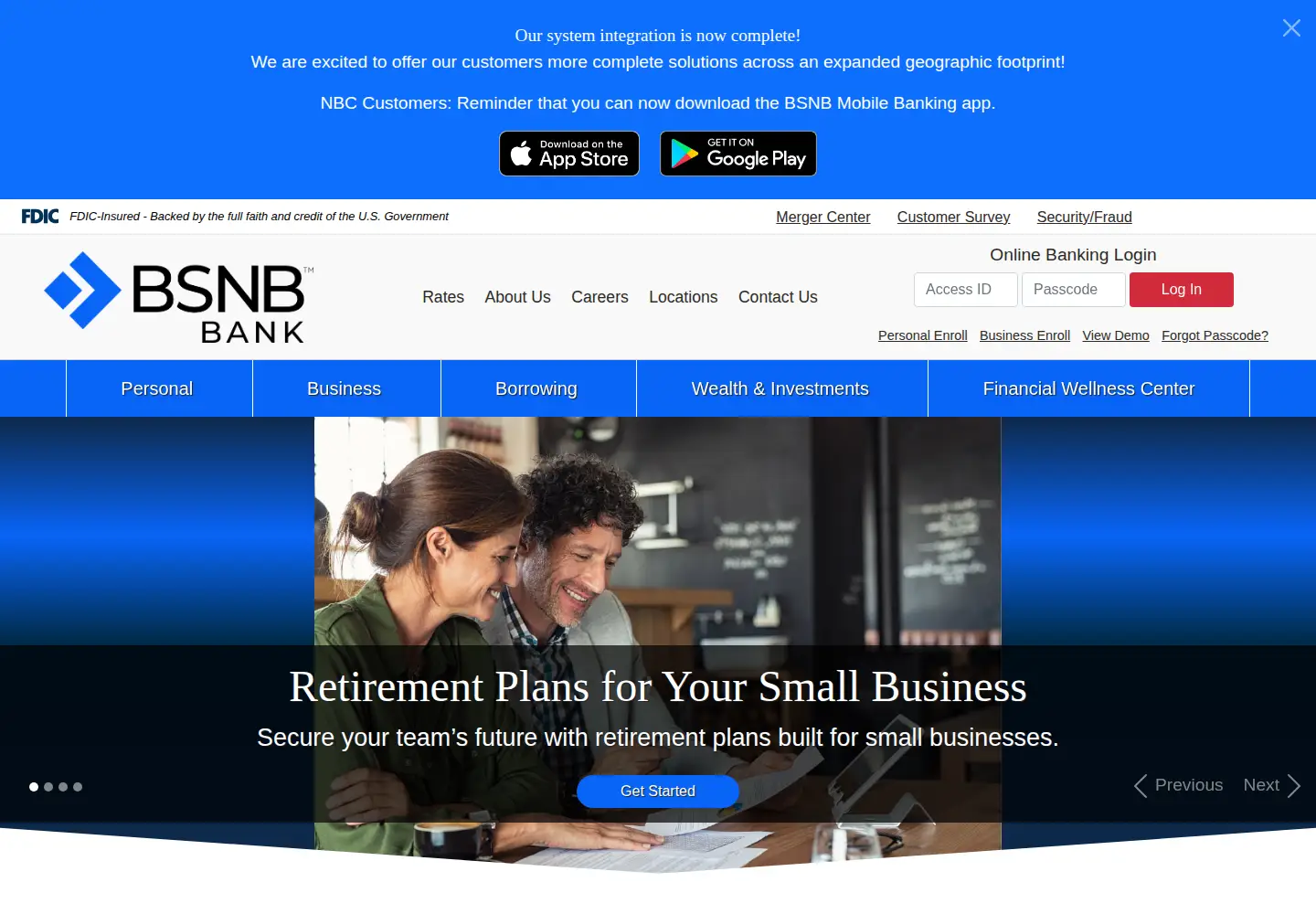 Captured homepage of bsnb.com in the current scan