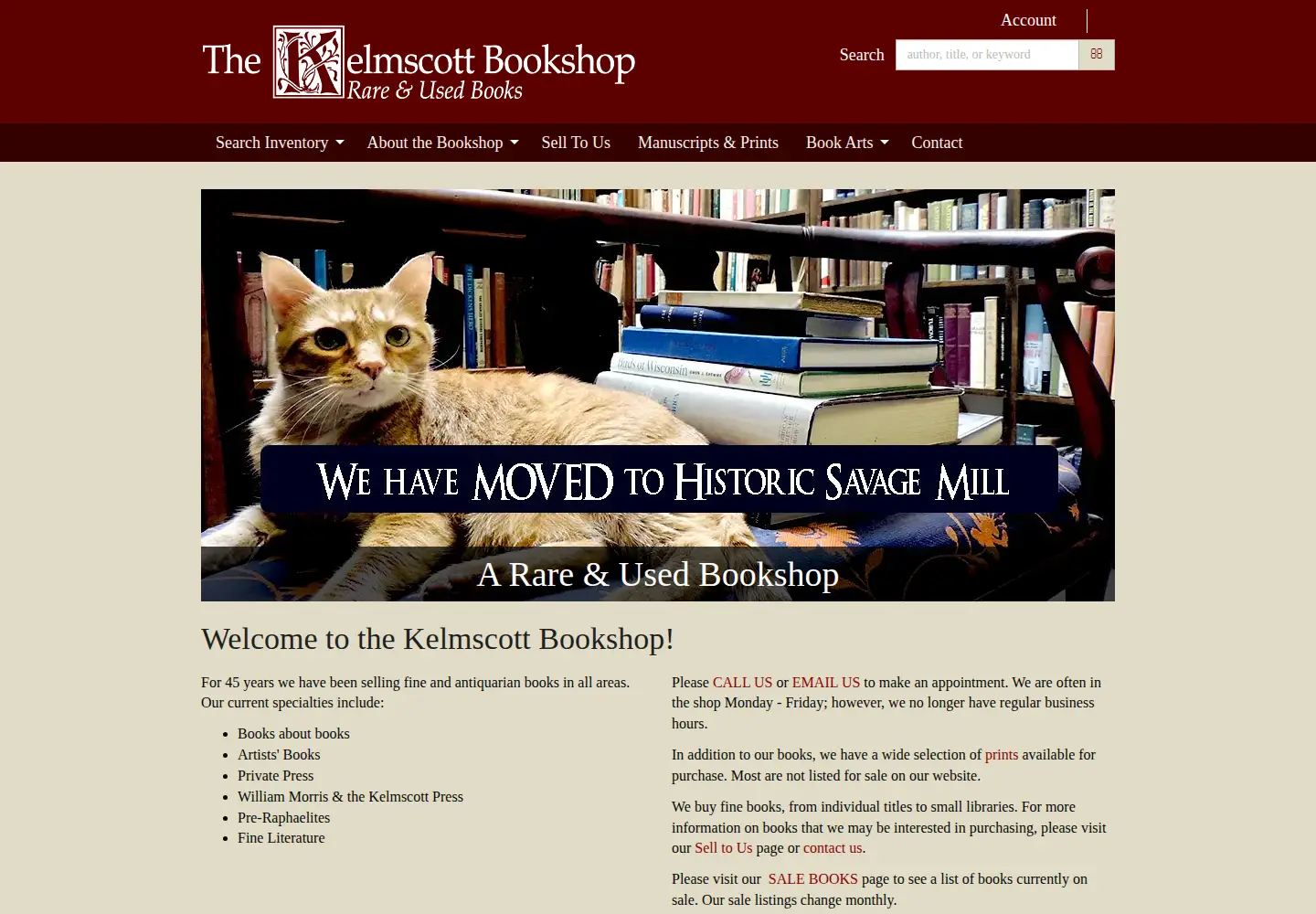 Screenshot of kelmscottbookshop.com