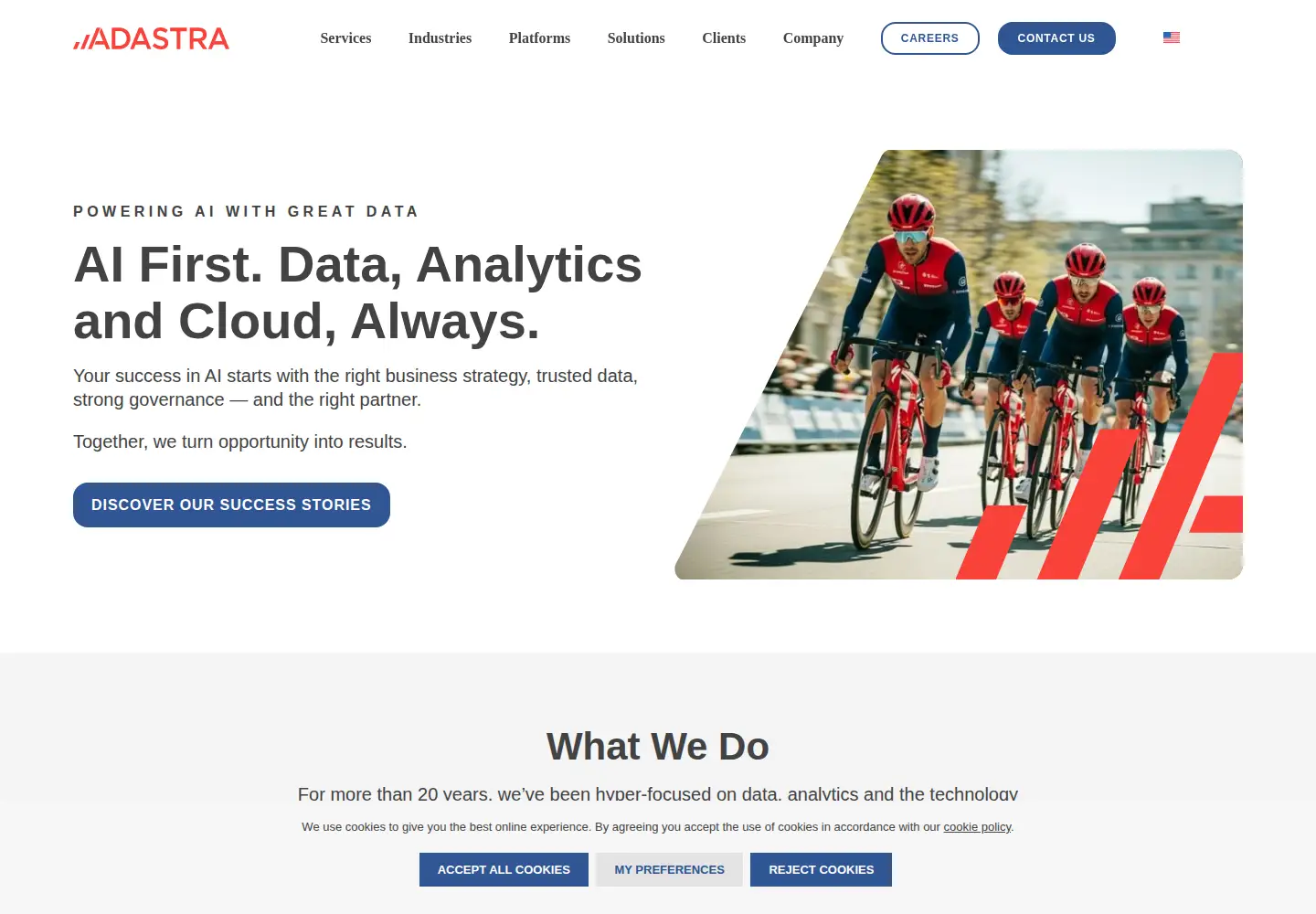Captured homepage of adastracorp.com in the current scan