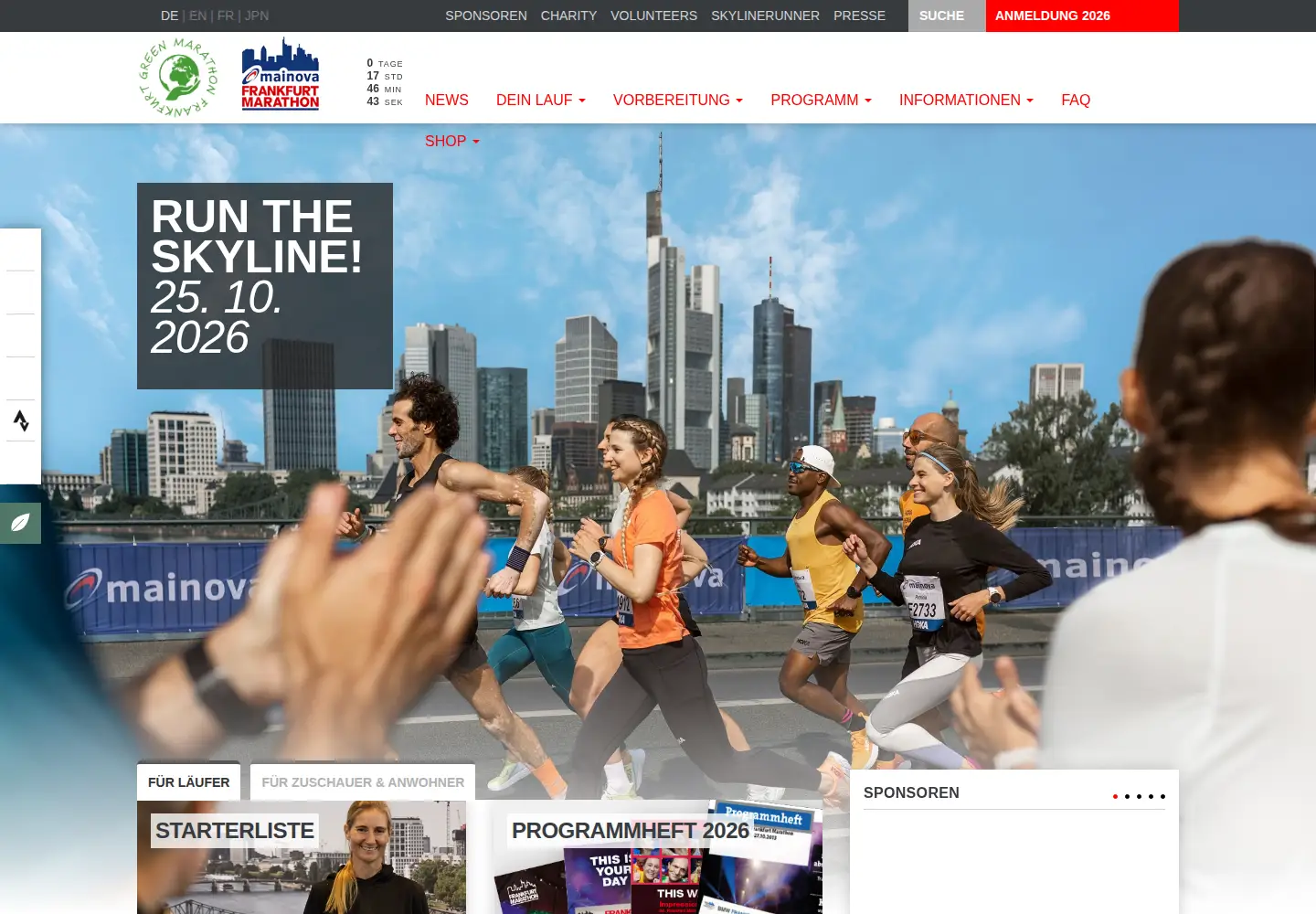 Captured homepage of frankfurt-marathon.com in the current scan