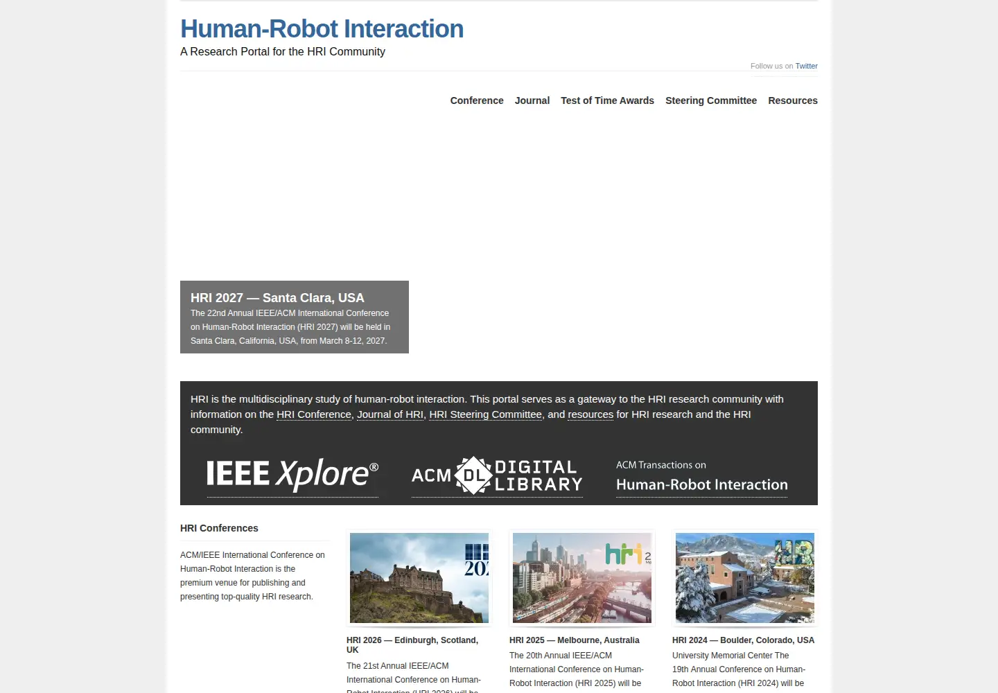 Screenshot of humanrobotinteraction.org
