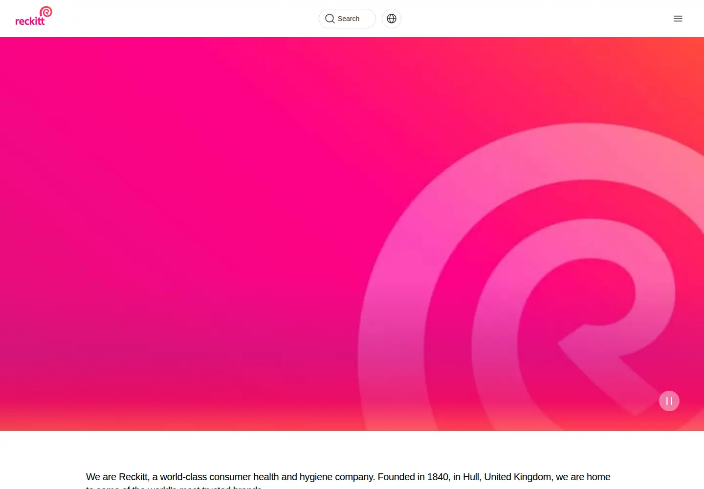 Captured homepage of reckitt.com in the current scan