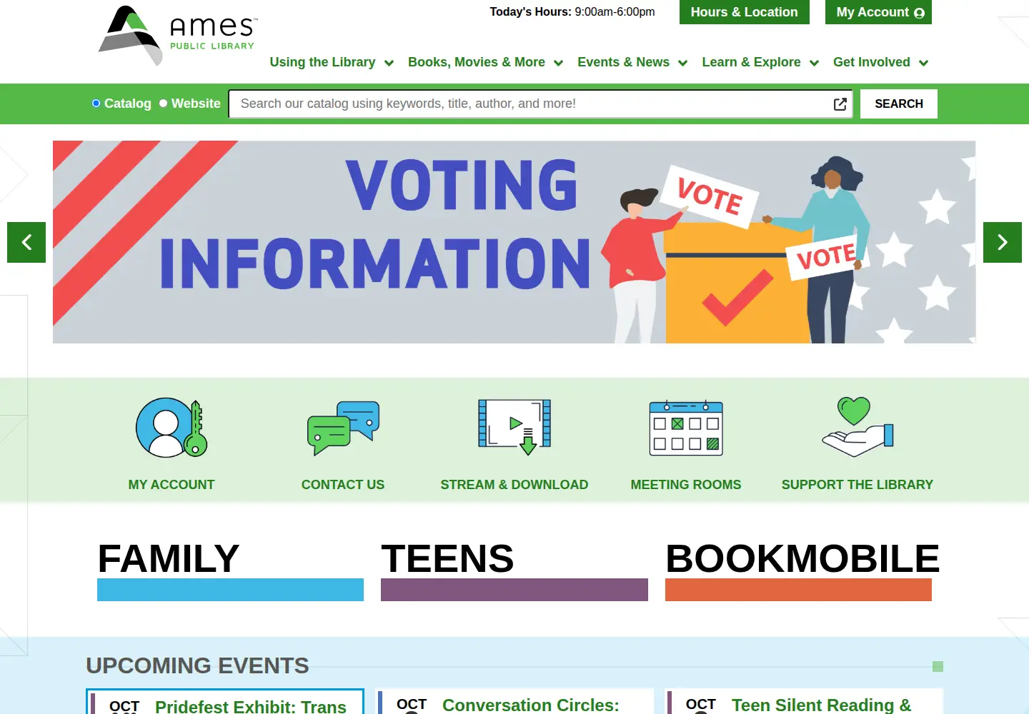 Screenshot of amespubliclibrary.org