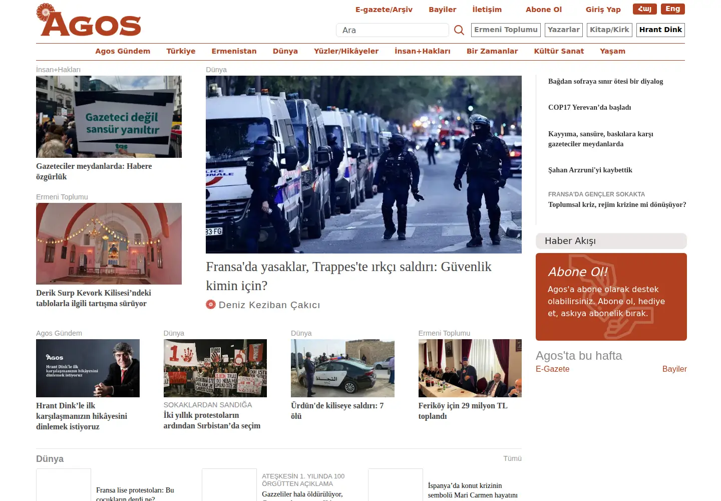 Captured homepage of agos.com.tr in the current scan