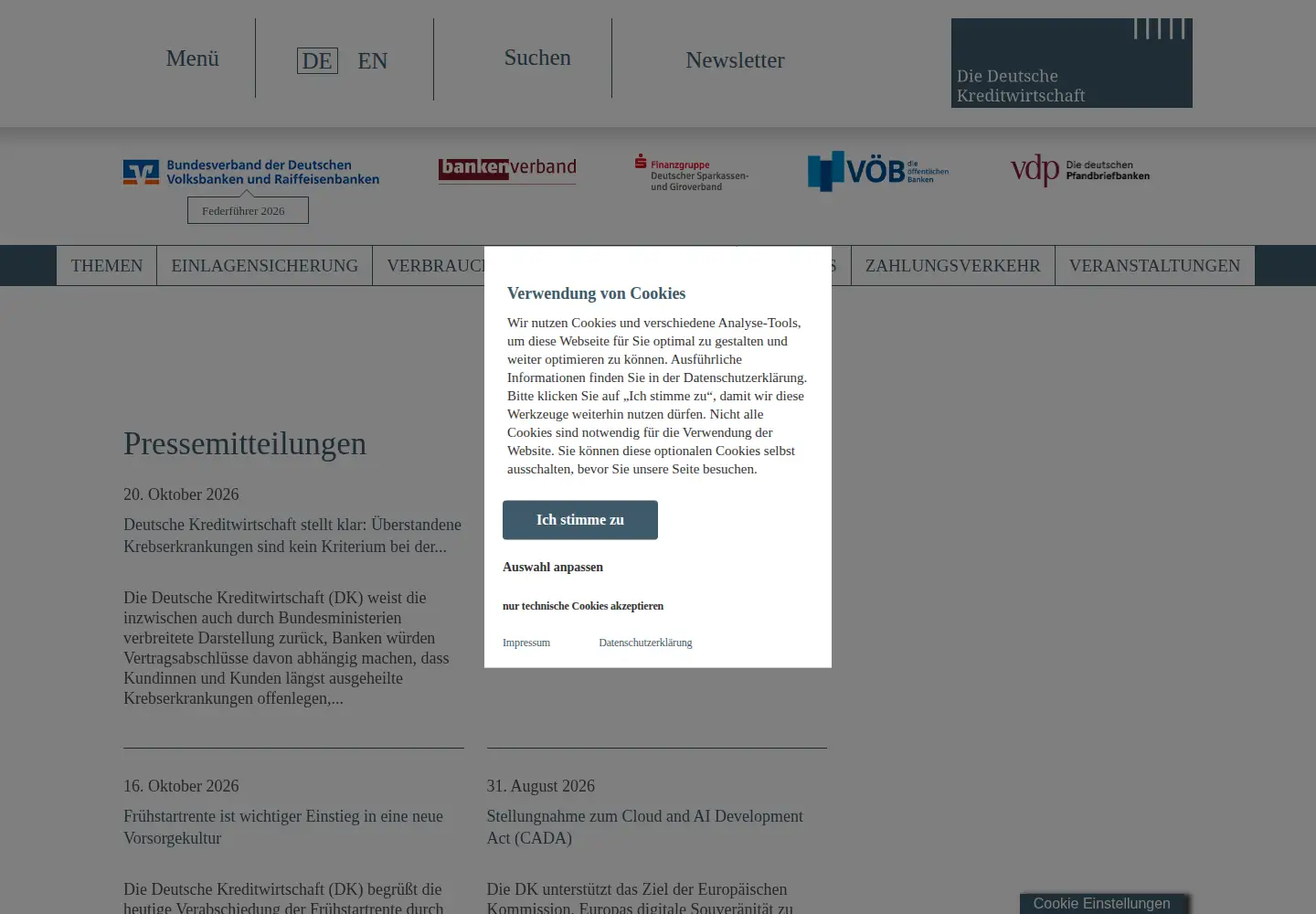 Captured homepage of die-dk.de in the current scan