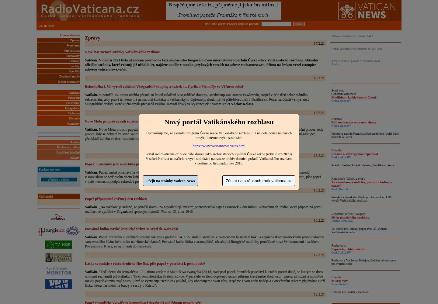 Screenshot of radiovaticana.cz