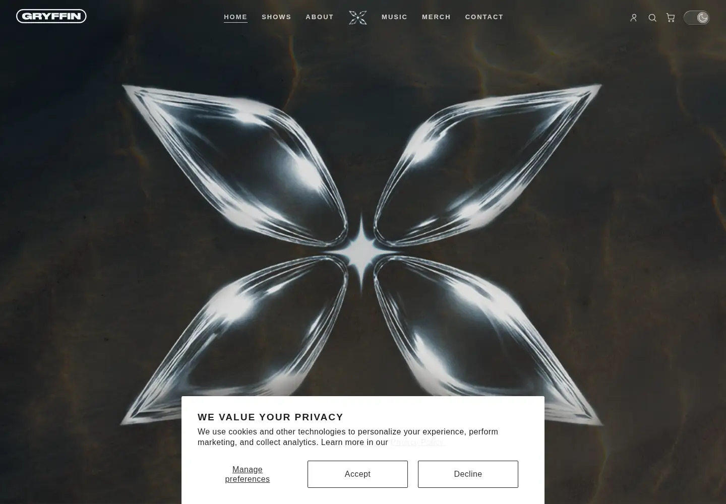 Captured homepage of gryffinofficial.com in the current scan