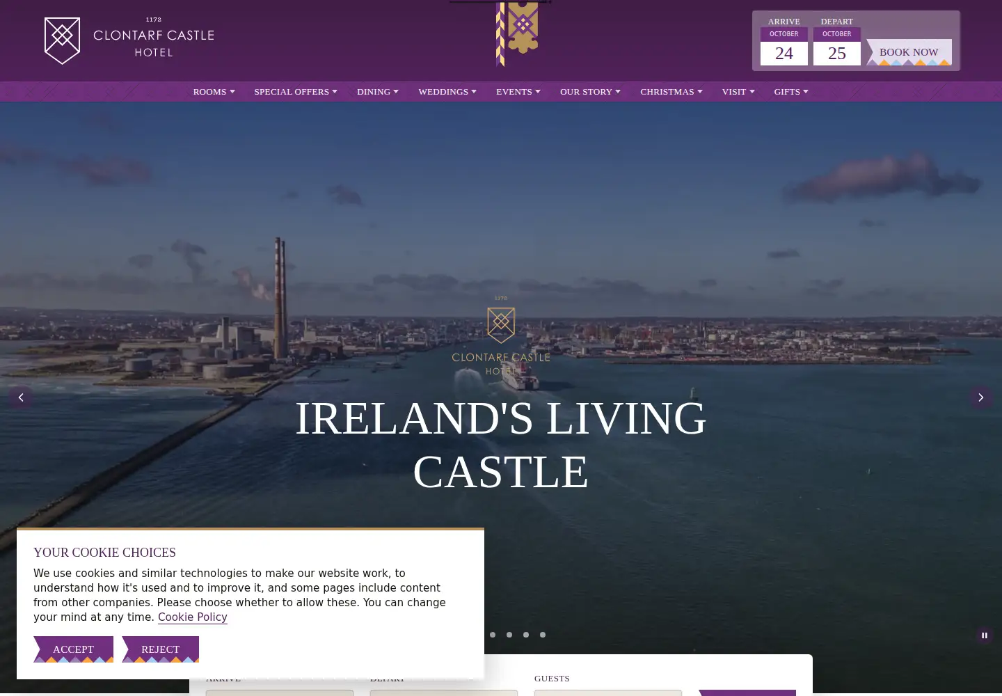 Captured homepage of clontarfcastle.ie in the current scan