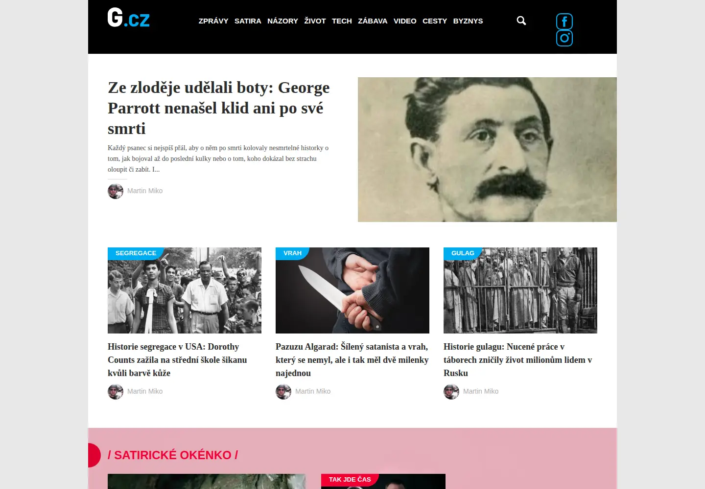 Captured homepage of g.cz in the current scan