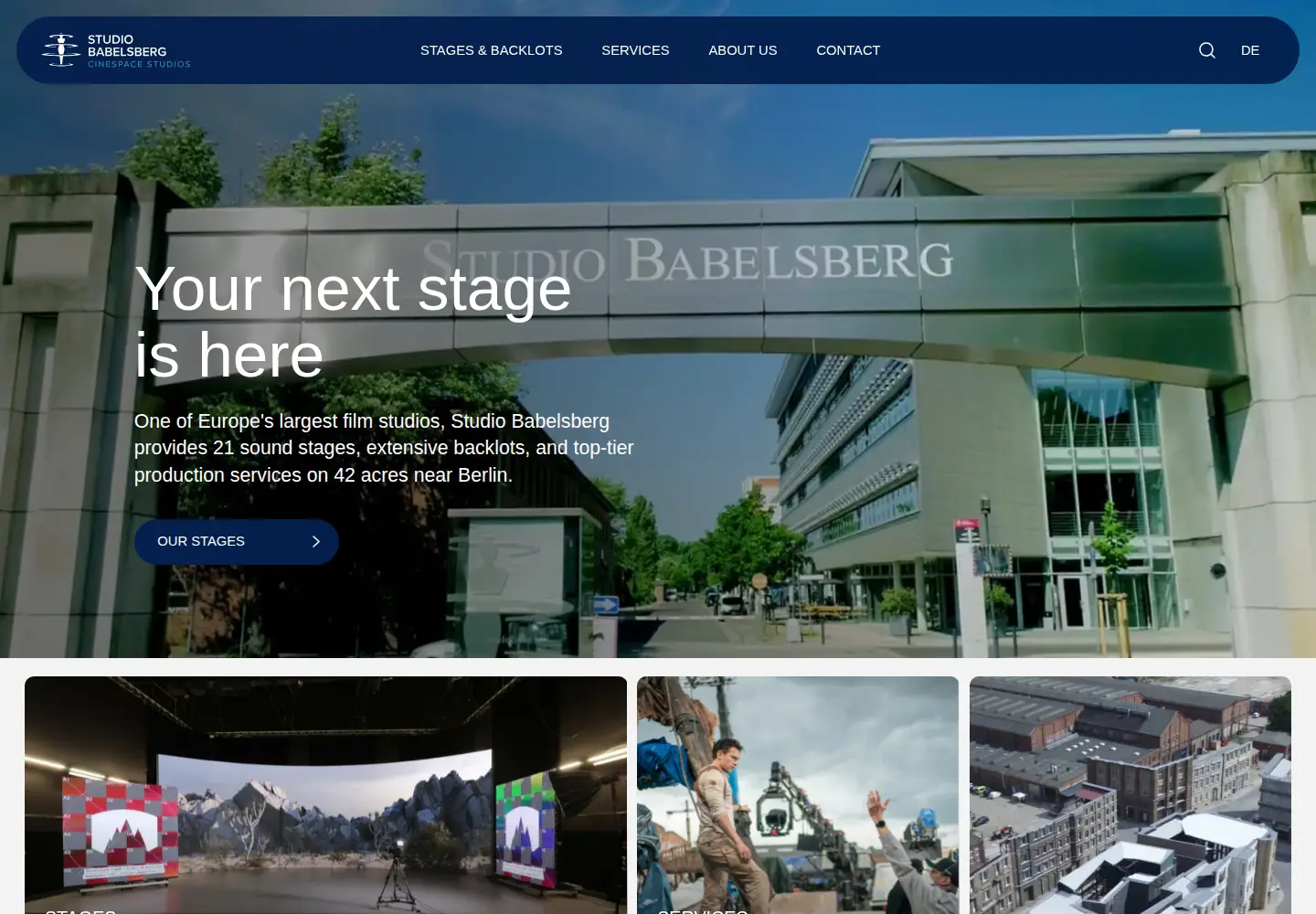 Captured homepage of studiobabelsberg.com in the current scan
