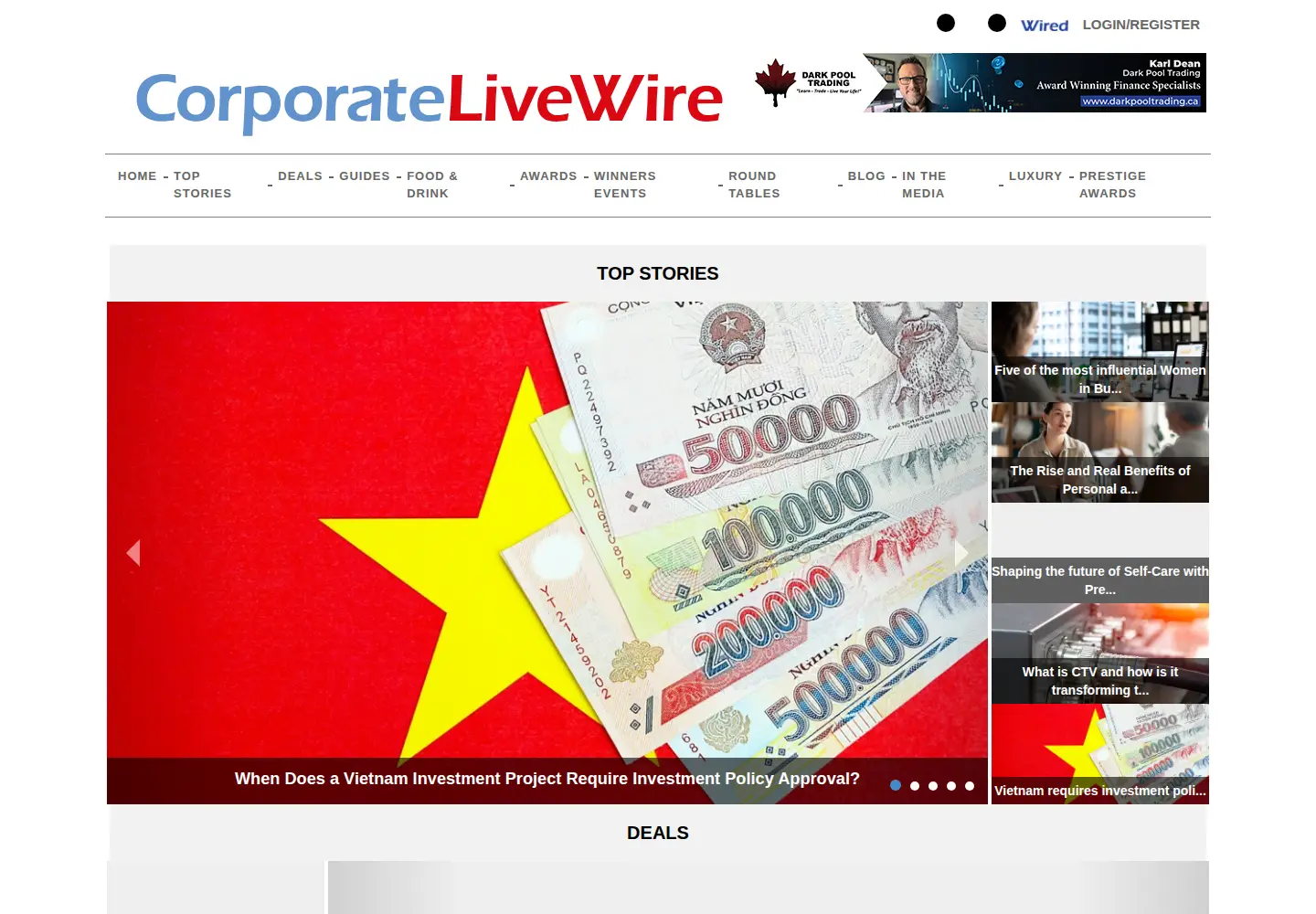 Screenshot of corporatelivewire.com