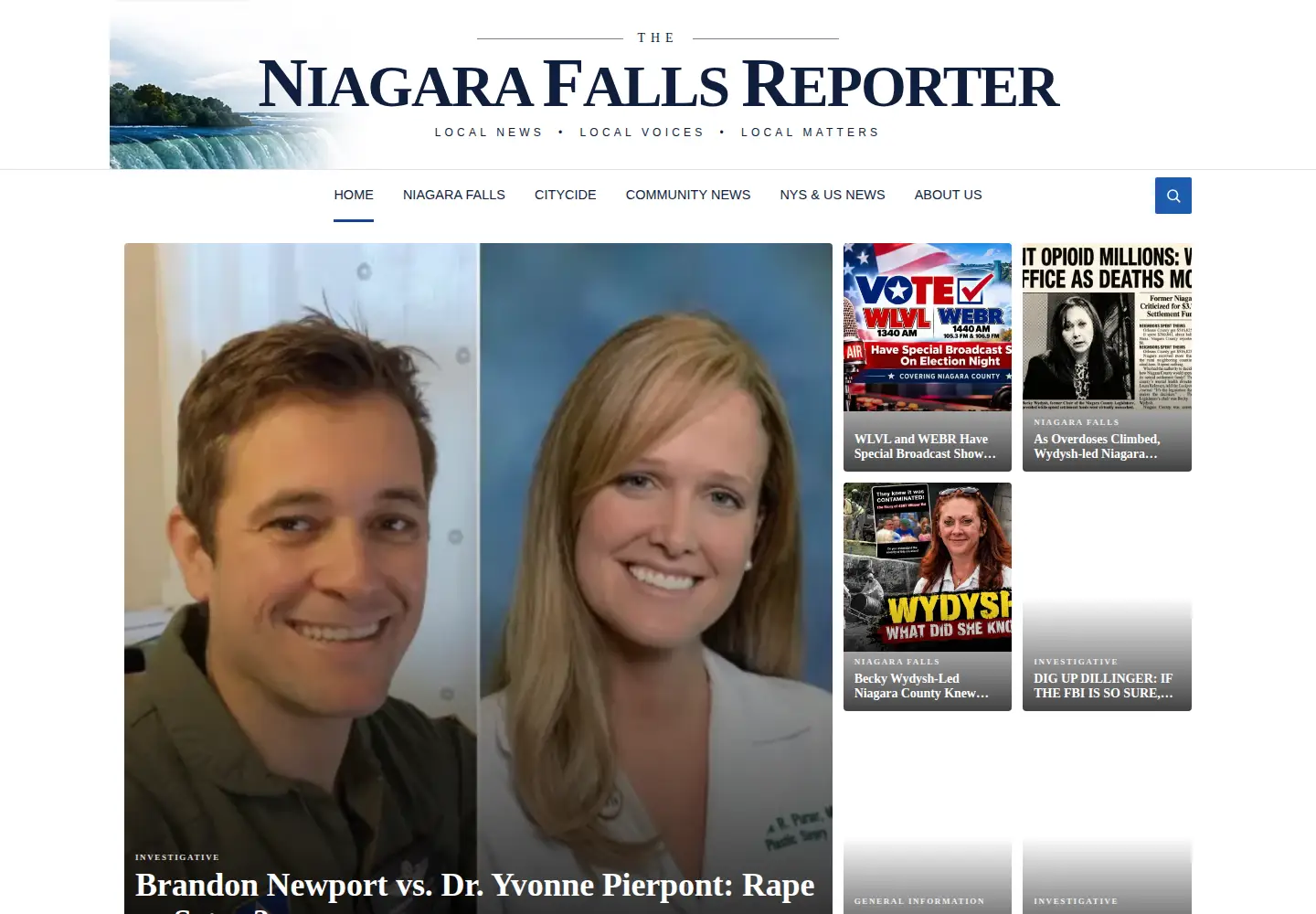 Captured homepage of niagarafallsreporter.com in the current scan