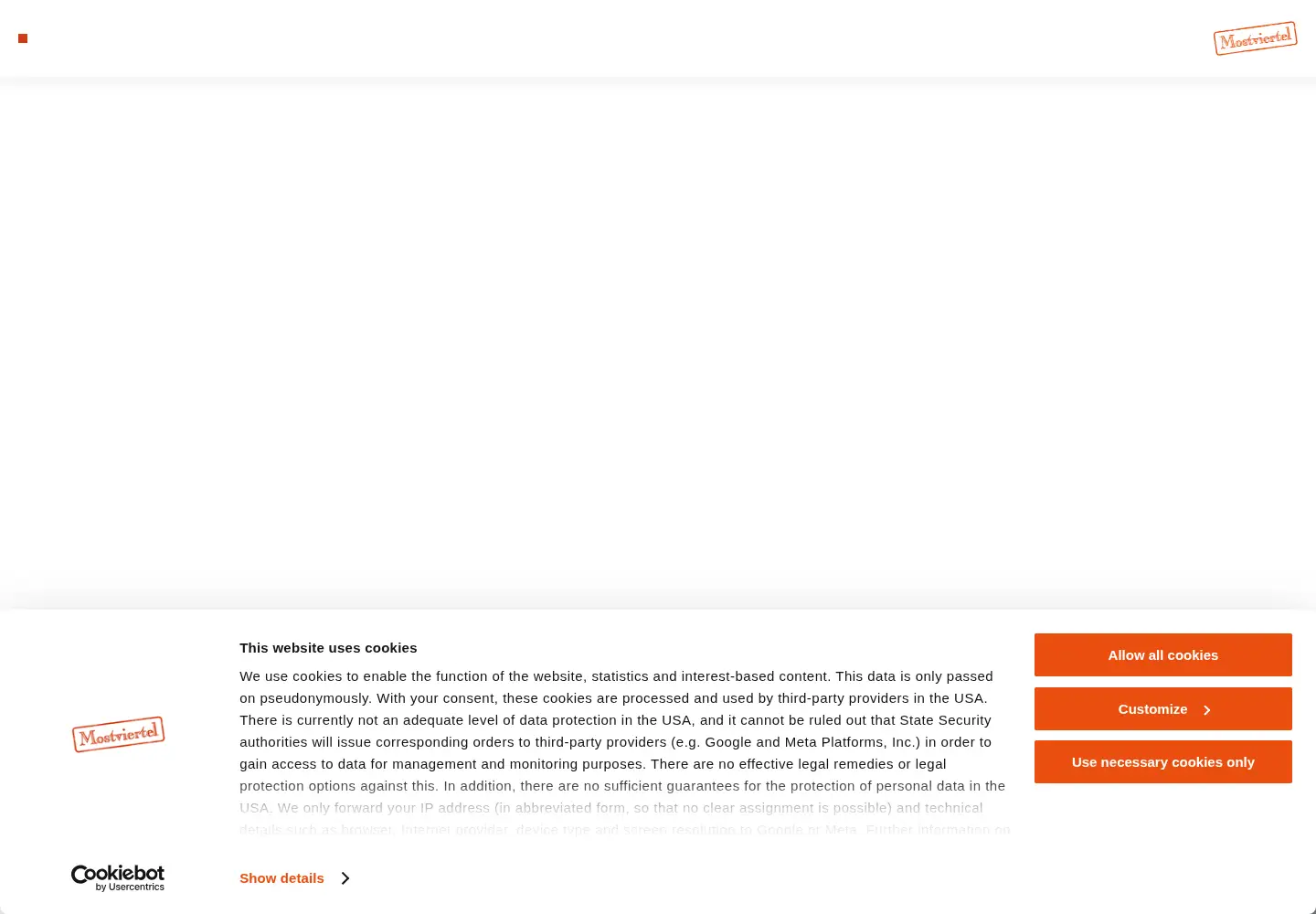 Captured homepage of mostviertel.at in the current scan