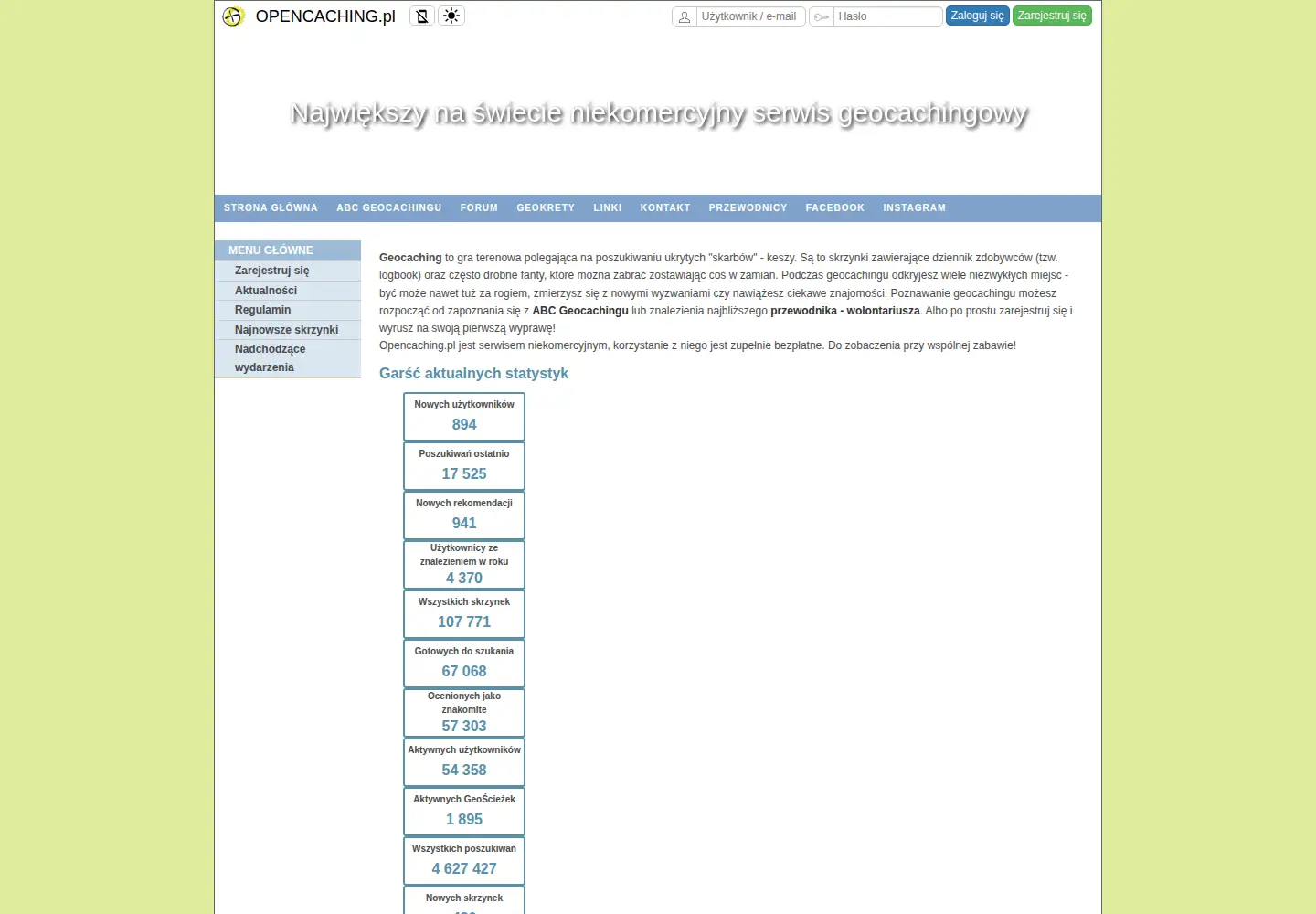 Screenshot of opencaching.pl