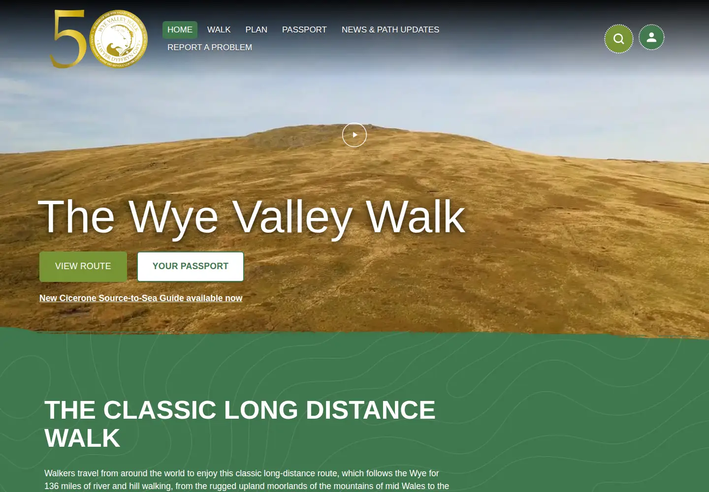 Captured homepage of wyevalleywalk.org in the current scan