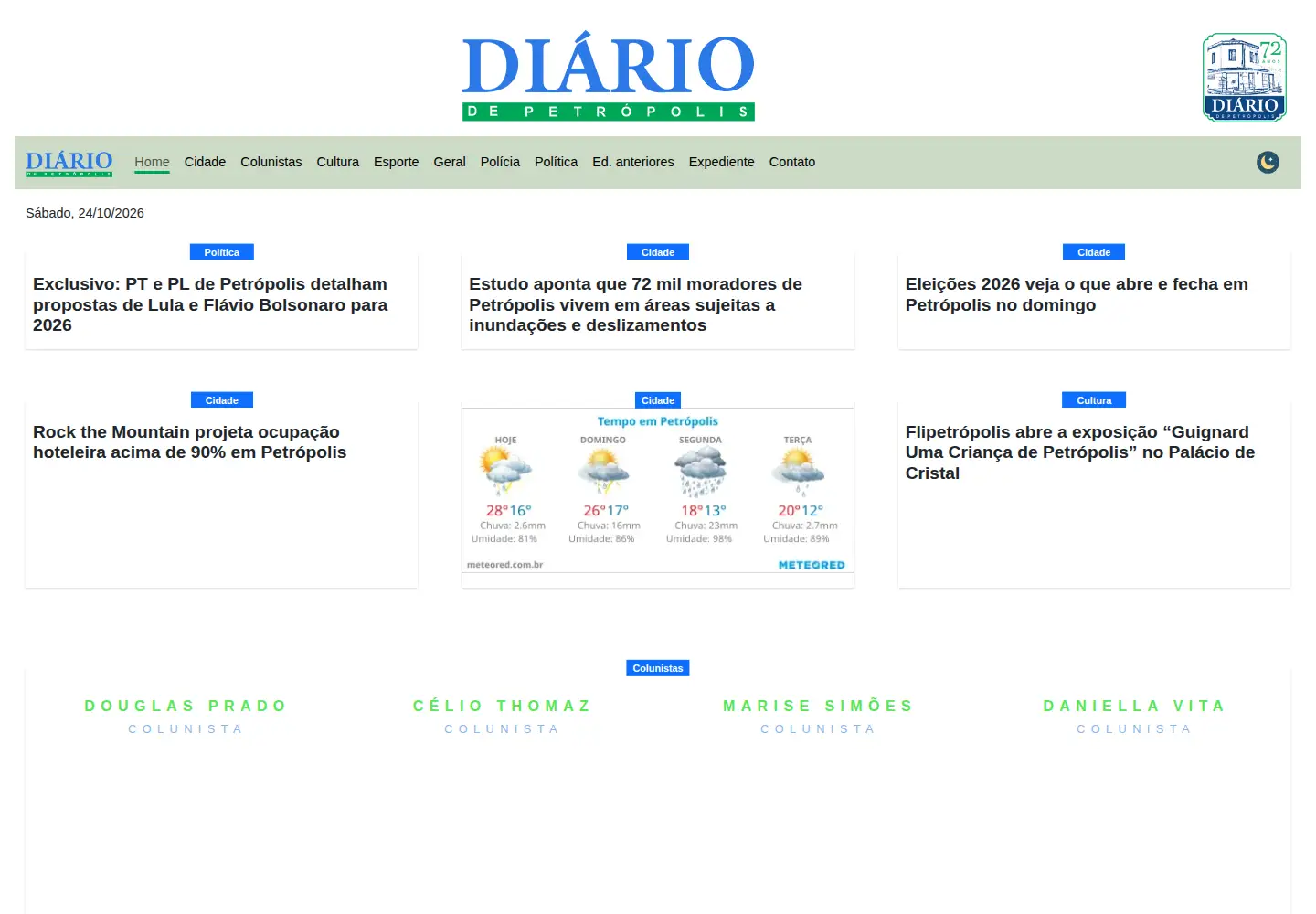 Screenshot of diariodepetropolis.com.br