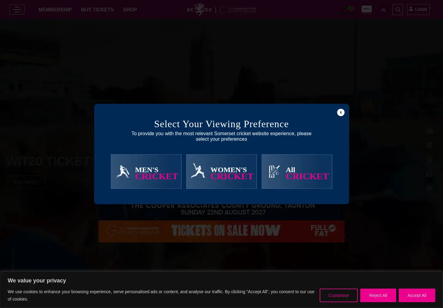 Screenshot of somersetcountycc.co.uk