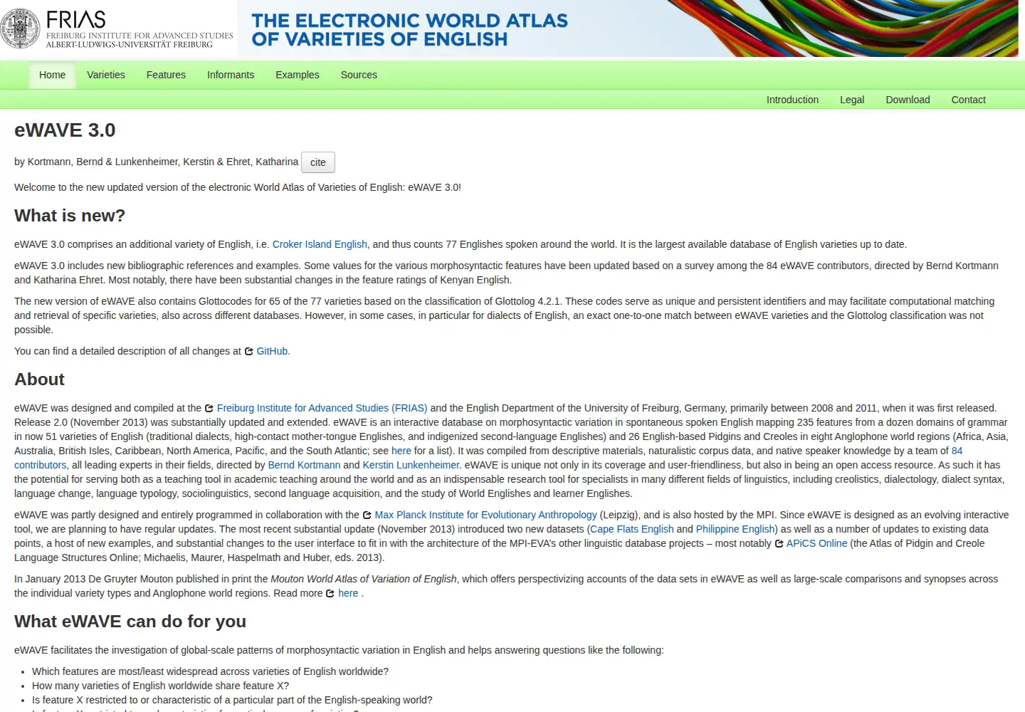 Screenshot of ewave-atlas.org