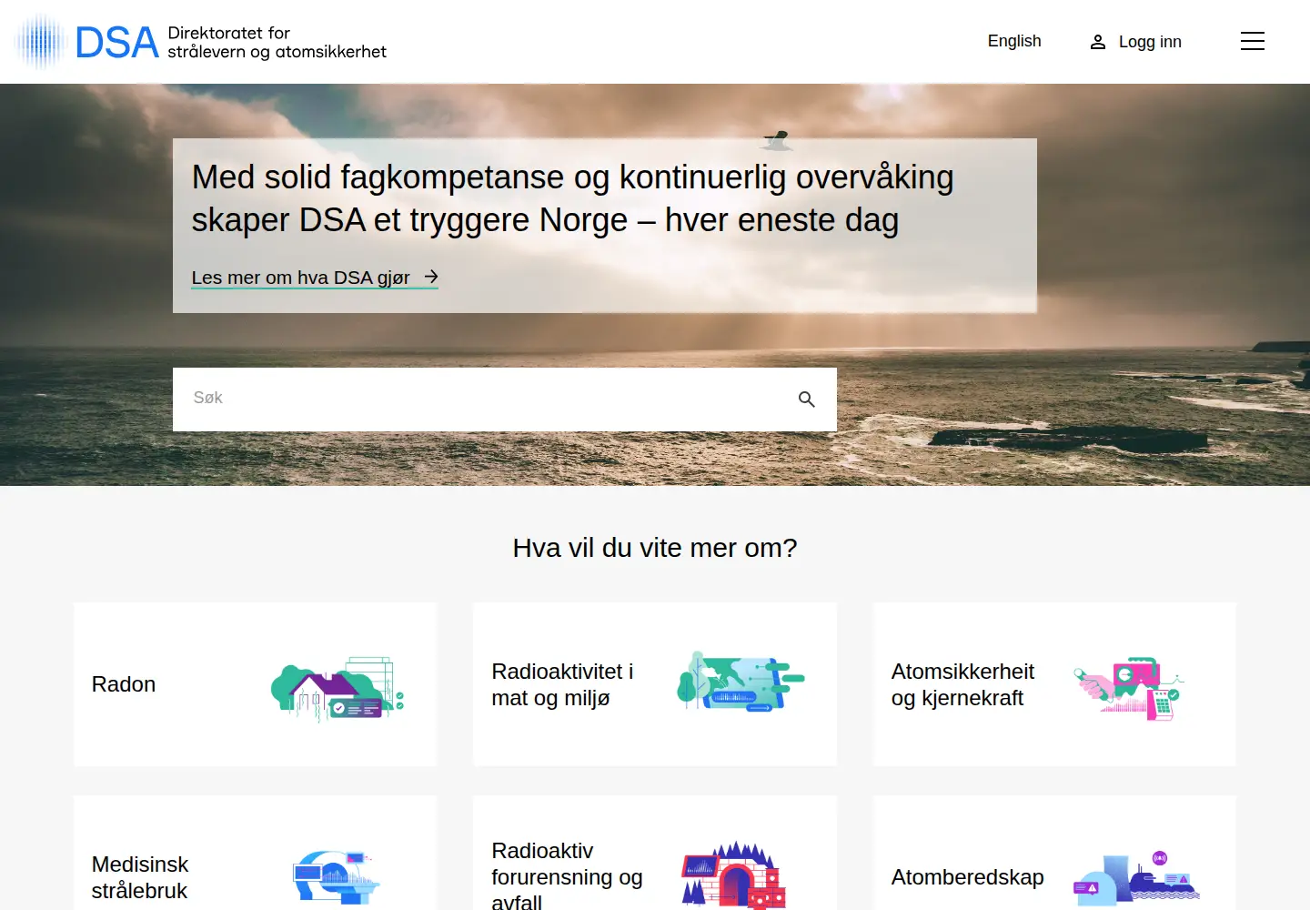 Captured homepage of dsa.no in the current scan