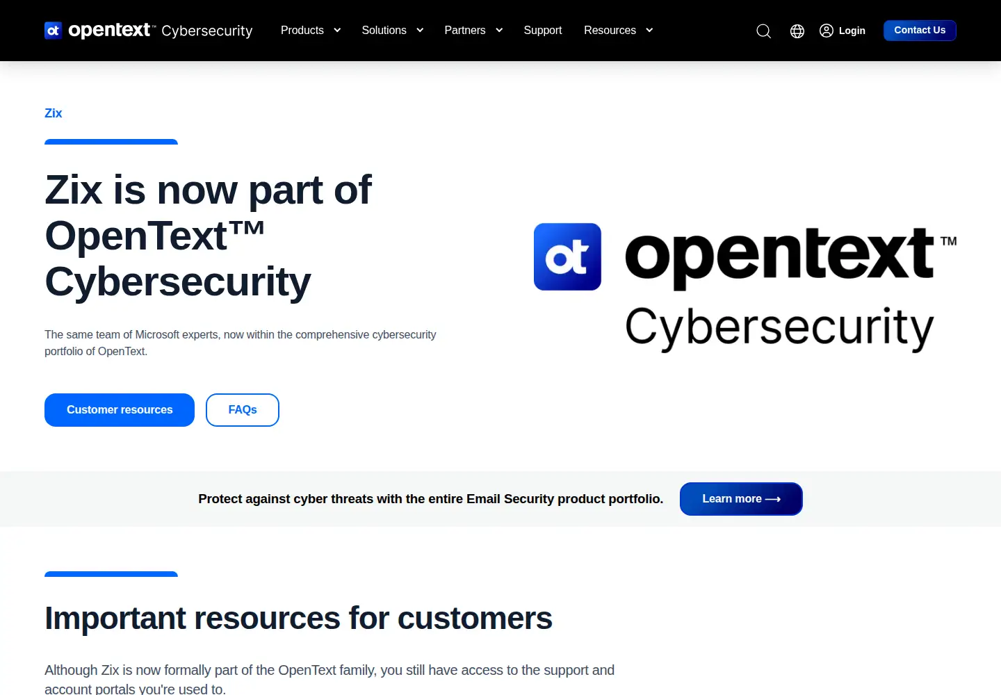 Screenshot of zixcorp.com