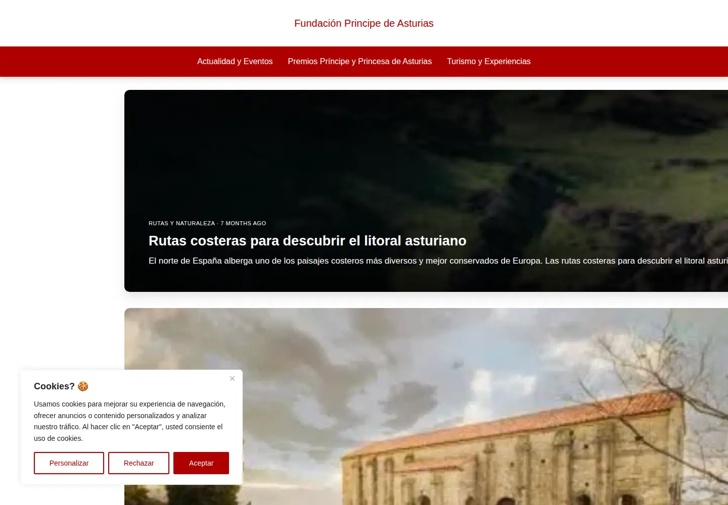 Captured homepage of fundacionprincipedeasturias.org in the current scan