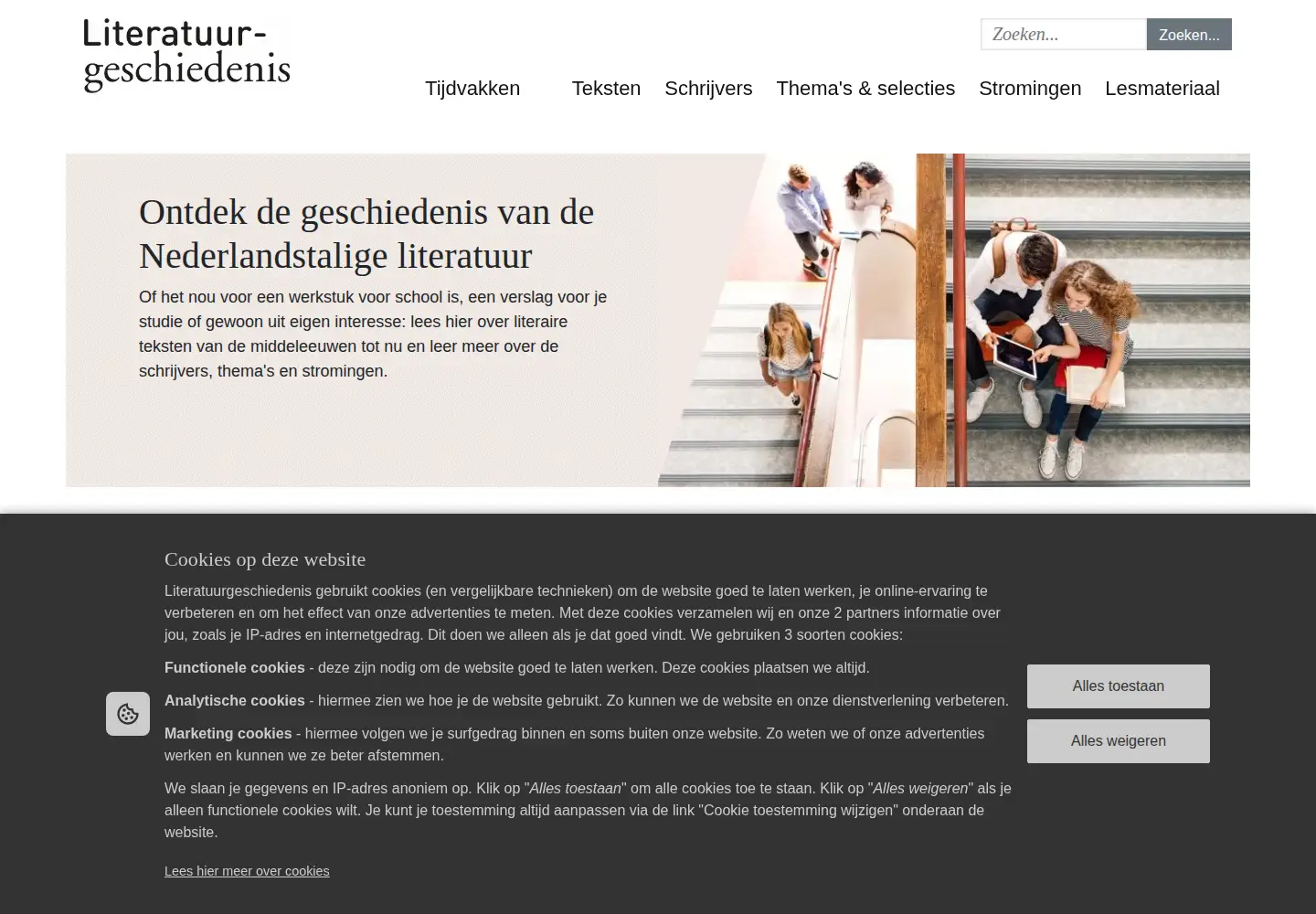 Captured homepage of literatuurgeschiedenis.org in the current scan