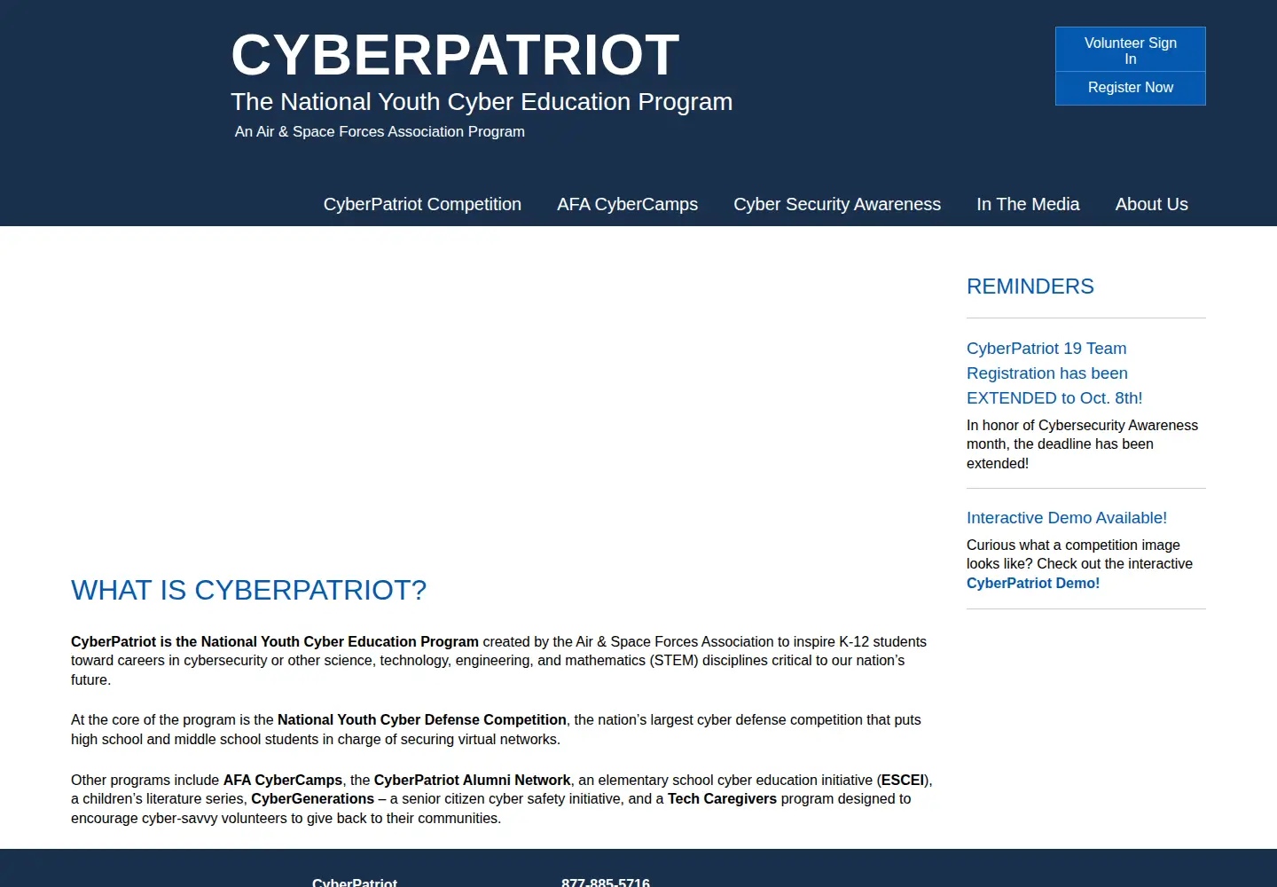 Screenshot of uscyberpatriot.org