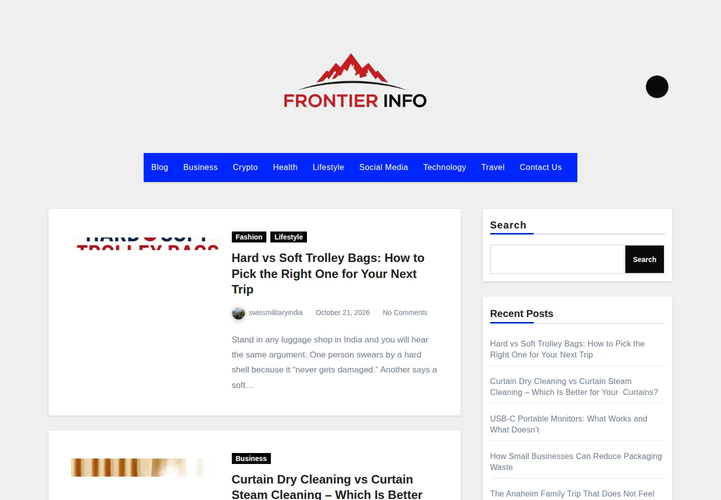 Captured homepage of frontierinfo.com in the current scan