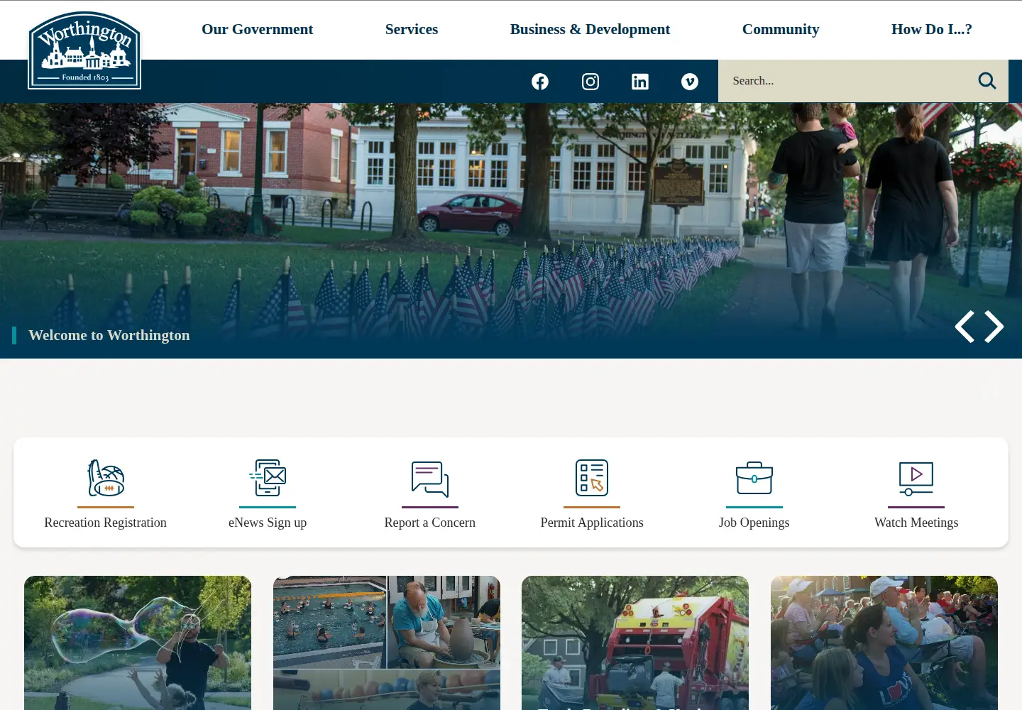 Captured homepage of worthington.org in the current scan