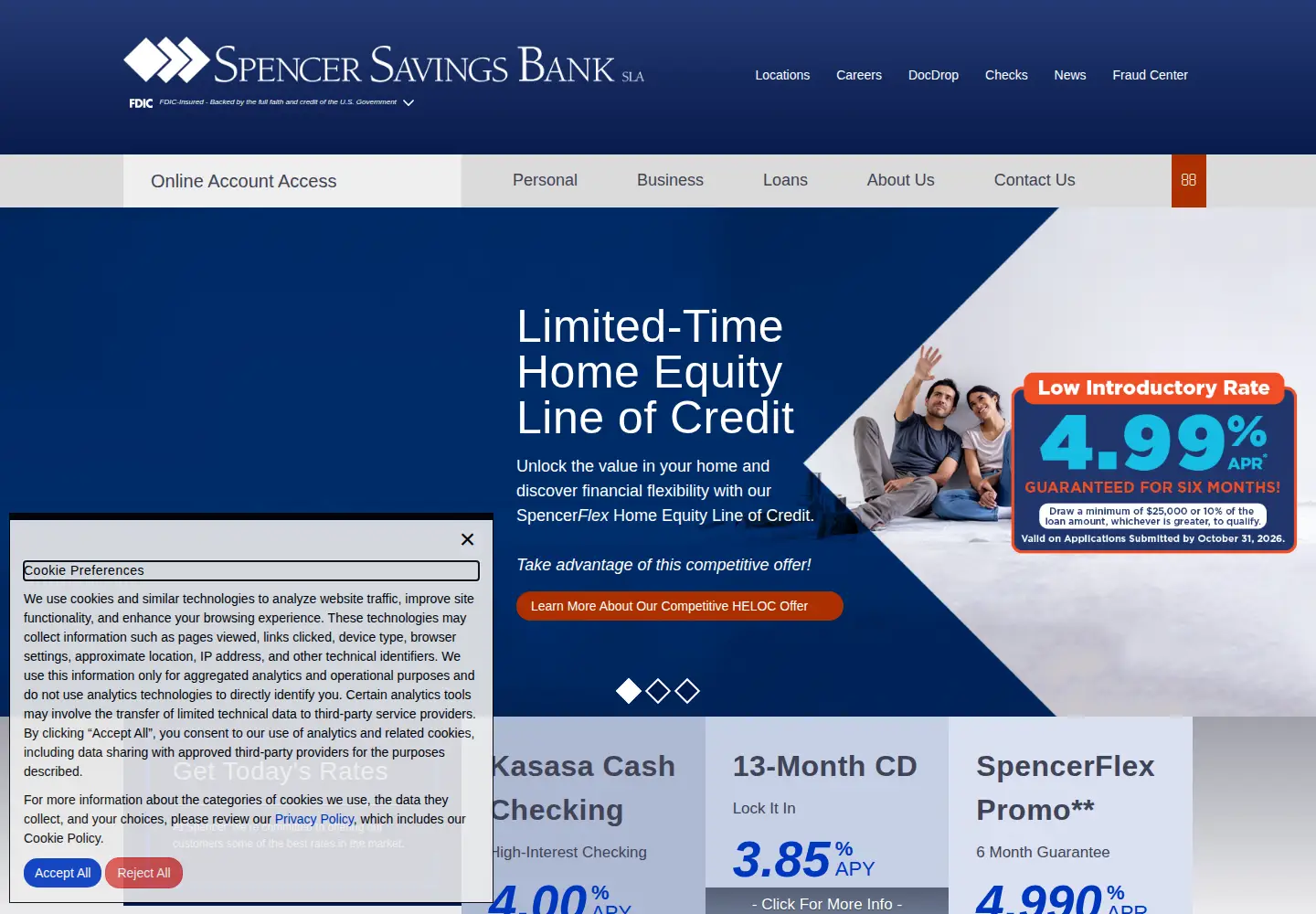 Screenshot of spencersavings.com