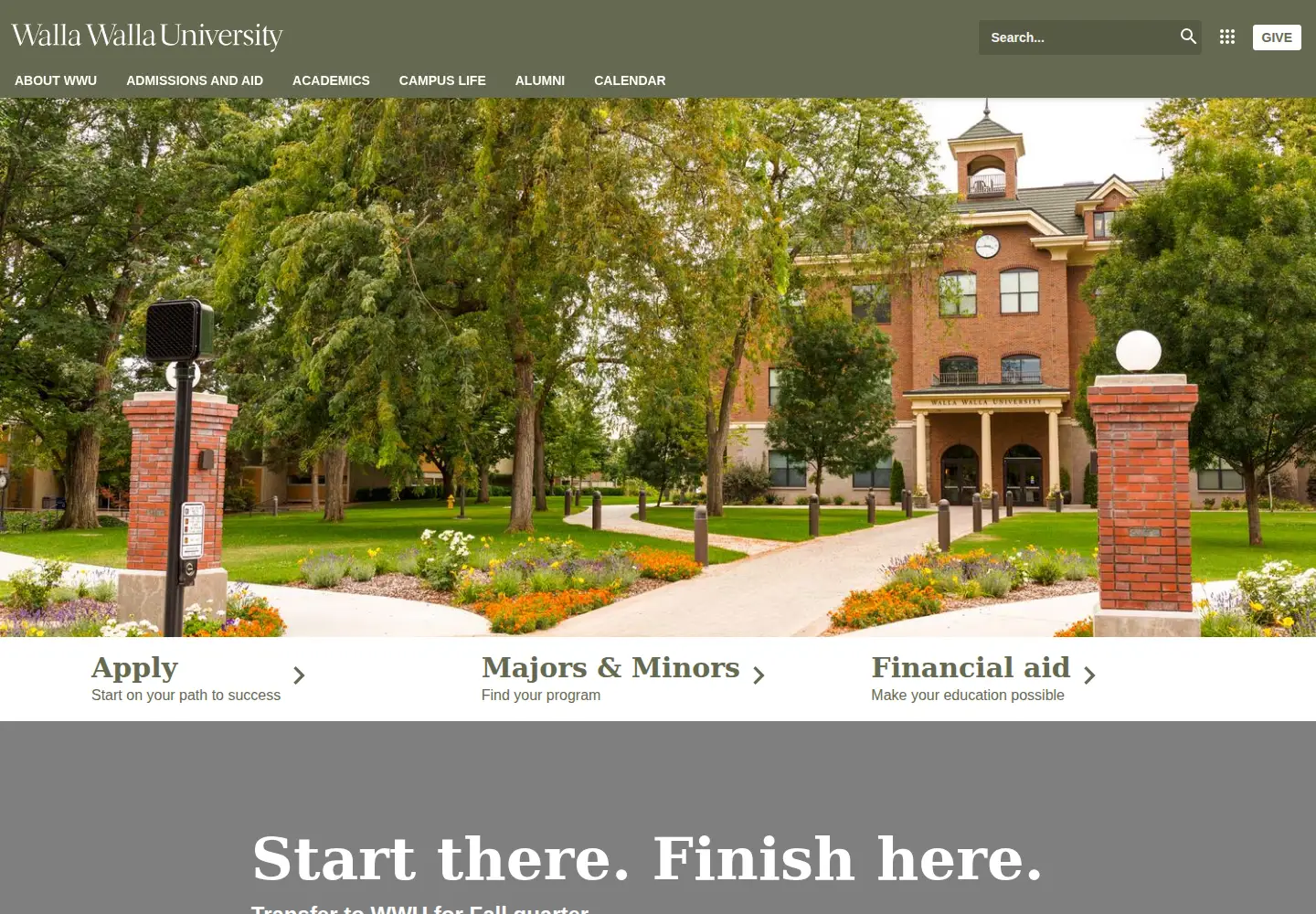 Screenshot of wallawalla.edu