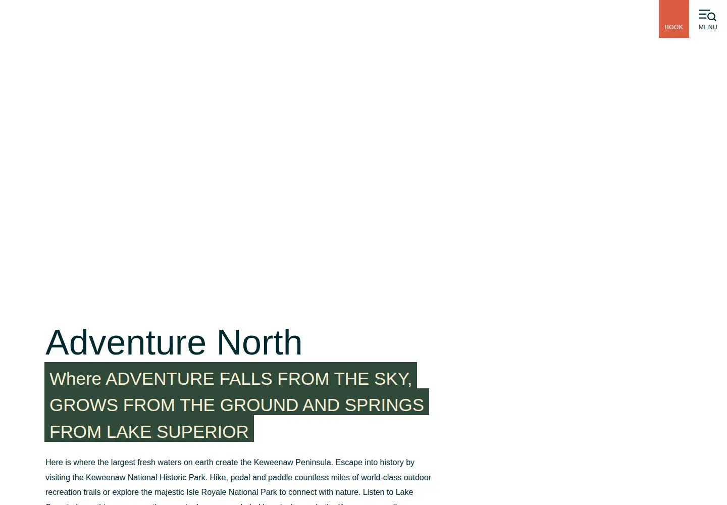 Captured homepage of keweenaw.info in the current scan