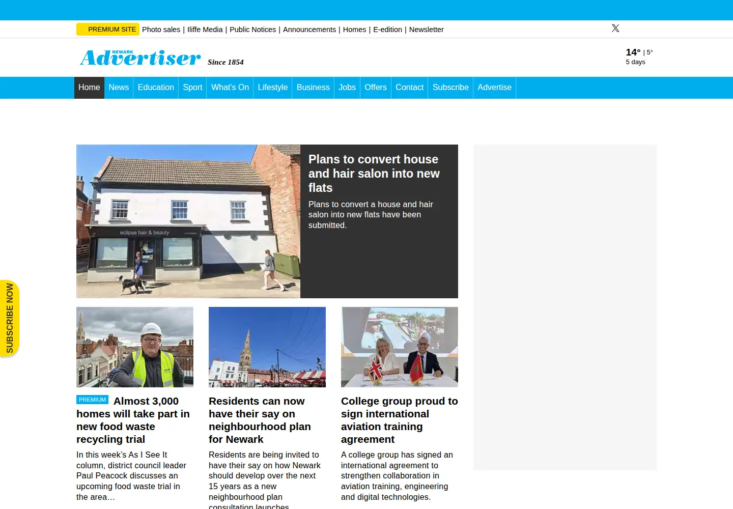 Captured homepage of newarkadvertiser.co.uk in the current scan