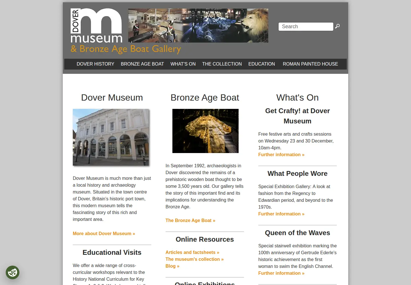 Captured homepage of dovermuseum.co.uk in the current scan