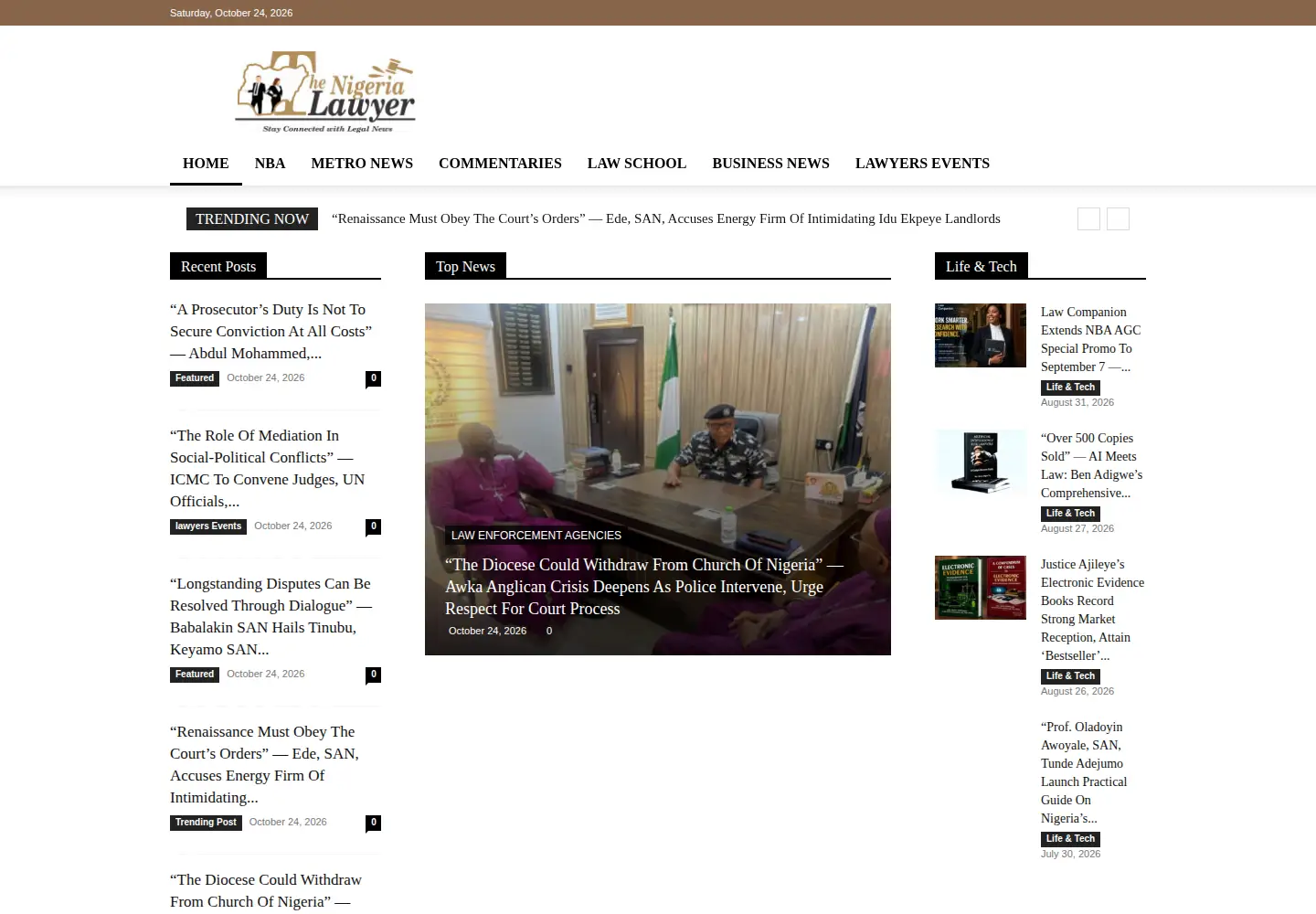 Screenshot of thenigerialawyer.com