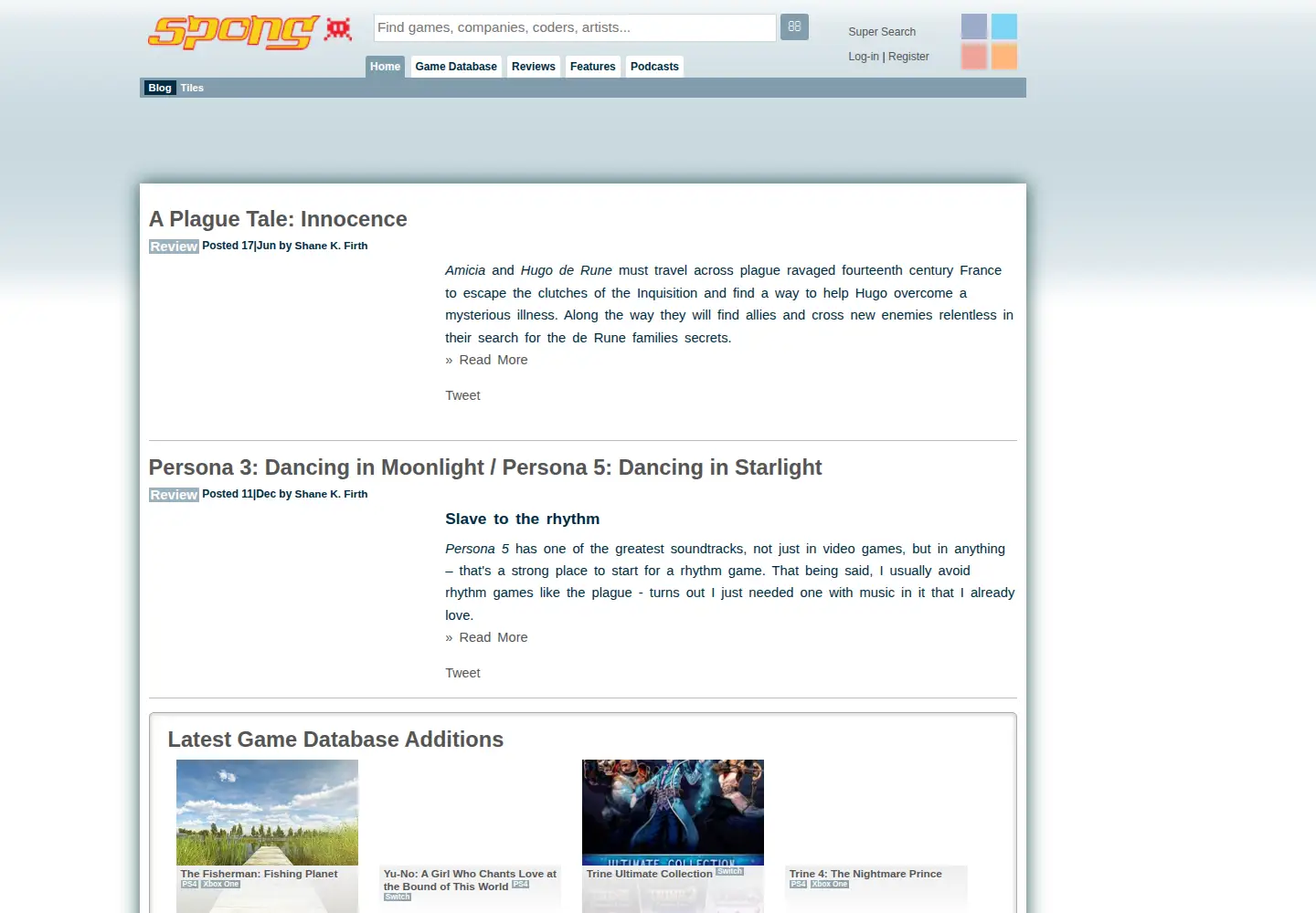 Captured homepage of spong.com in the current scan