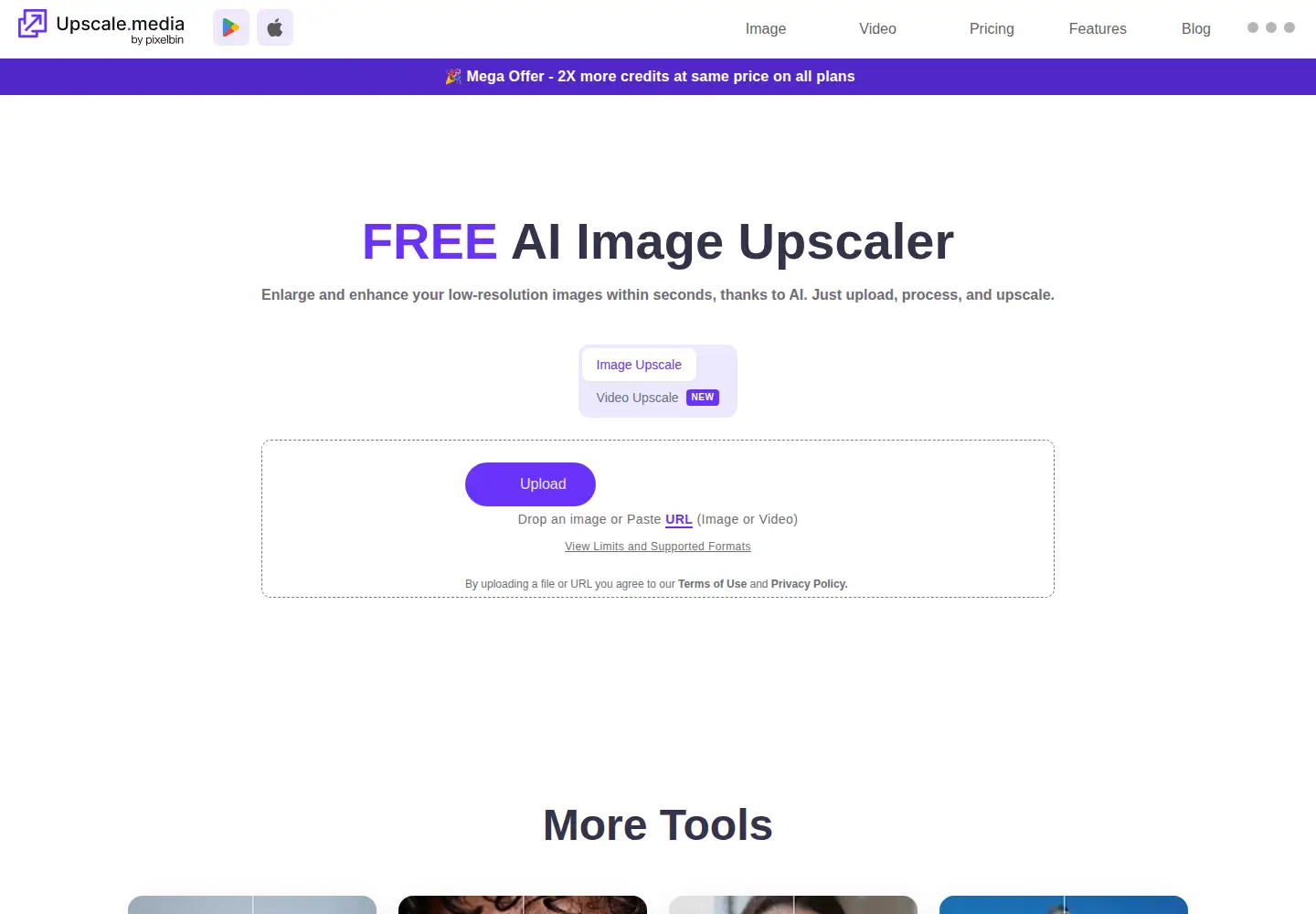 Captured homepage of upscale.media in the current scan