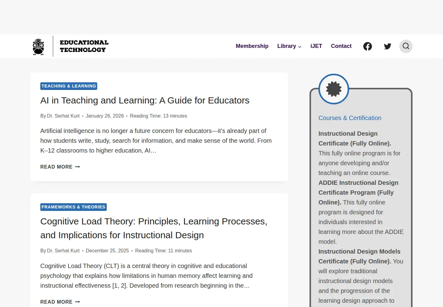 Screenshot of educationaltechnology.net