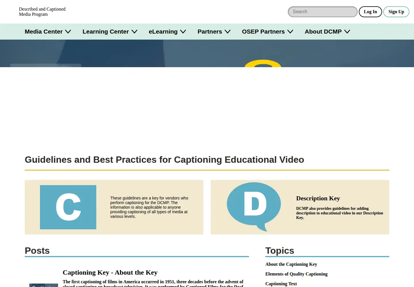 Screenshot of captioningkey.org