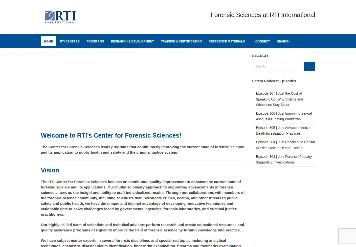 Captured homepage of forensicrti.org in the current scan