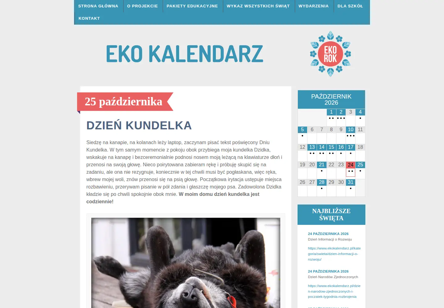 Captured homepage of ekokalendarz.pl in the current scan