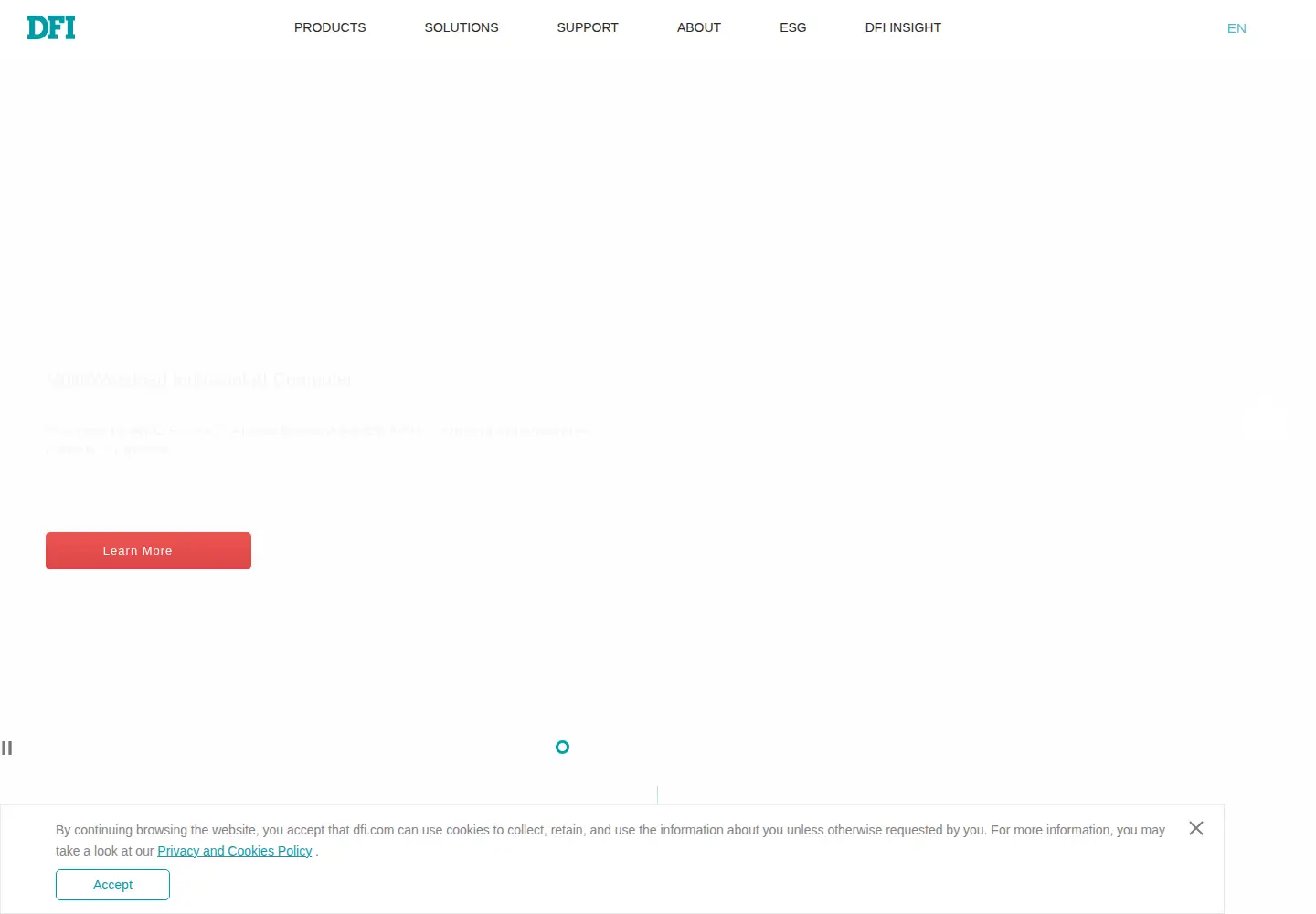 Captured homepage of dfi.com in the current scan