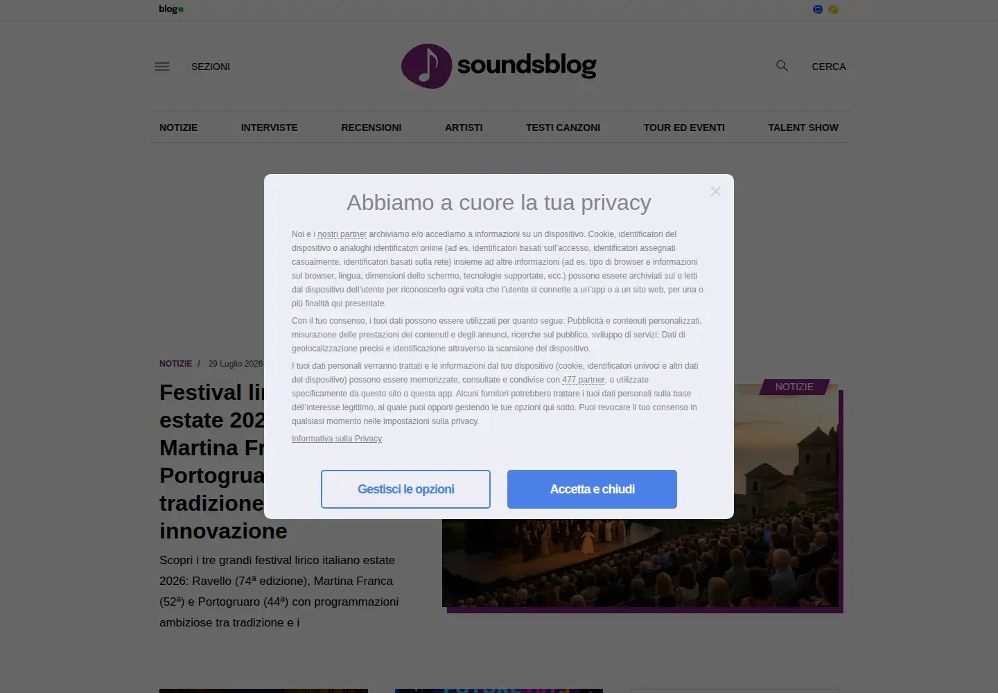 Screenshot of soundsblog.it
