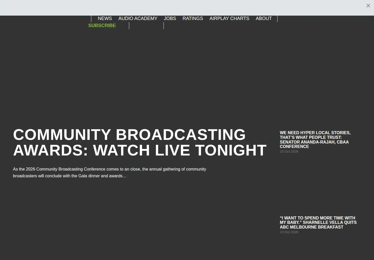 Captured homepage of radiotoday.com.au in the current scan
